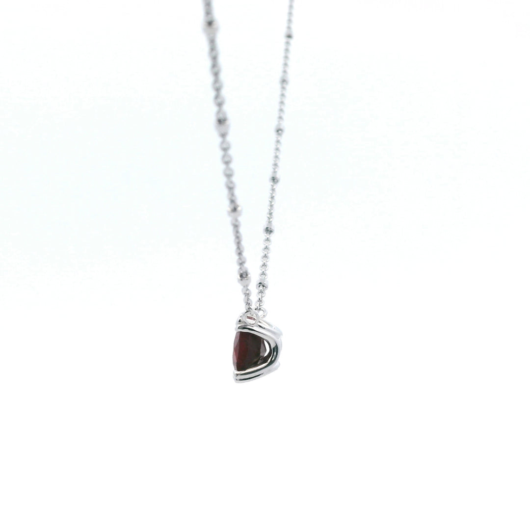 Sterling Silver Ruby Solitaire Necklace by Samuel B.