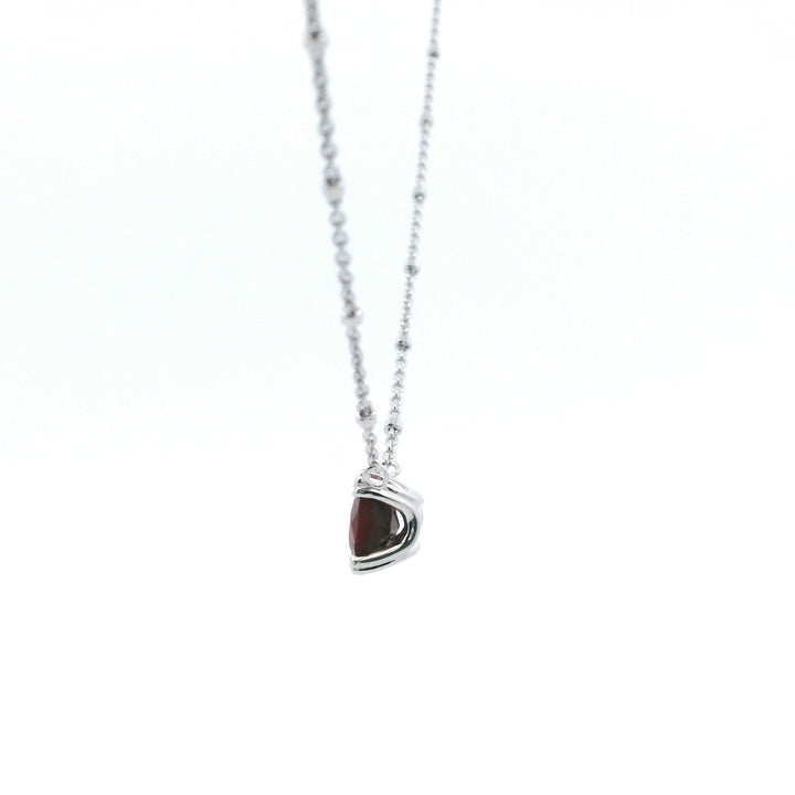 Sterling Silver Ruby Solitaire Necklace by Samuel B.
