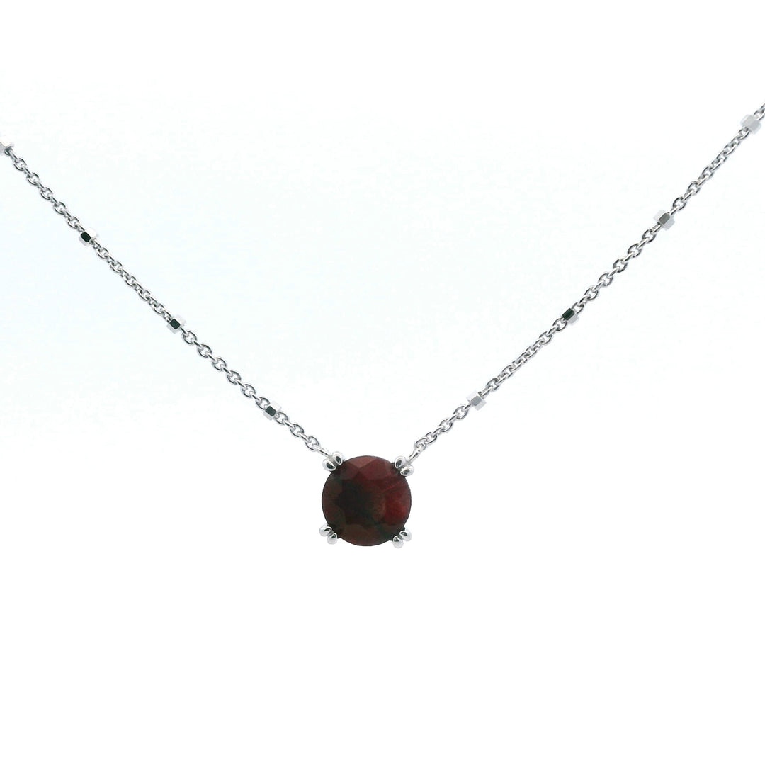 Sterling Silver Ruby Solitaire Necklace by Samuel B.