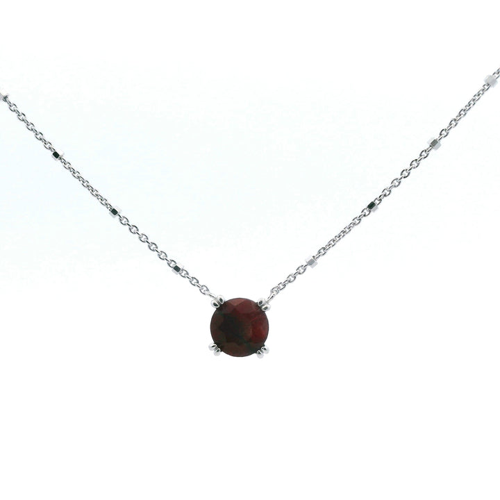 Sterling Silver Ruby Solitaire Necklace by Samuel B.