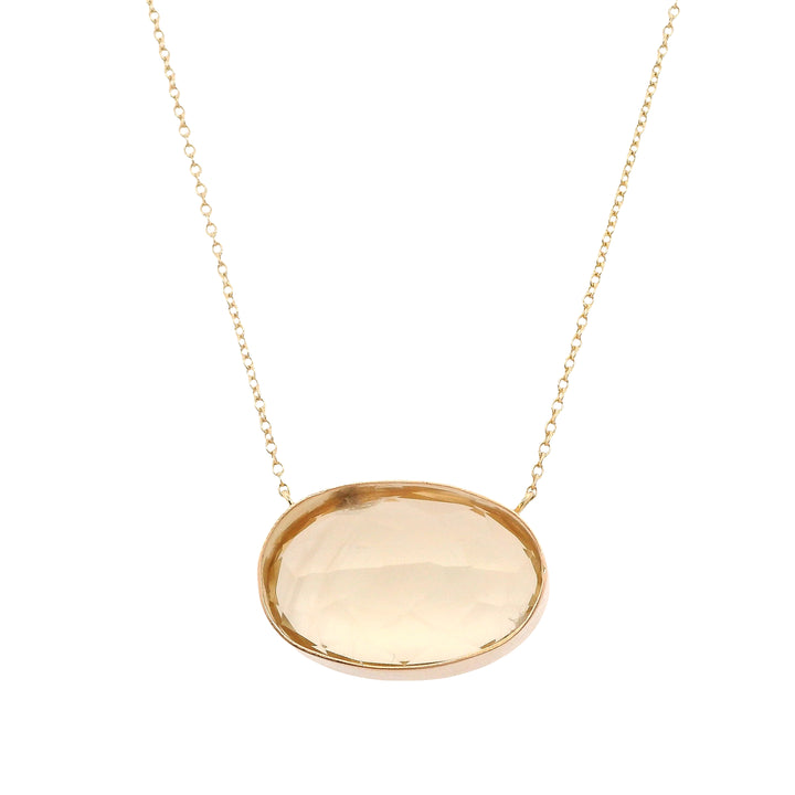 18K Yellow Gold 12.87CTW Oval Citrine Solitaire Necklace