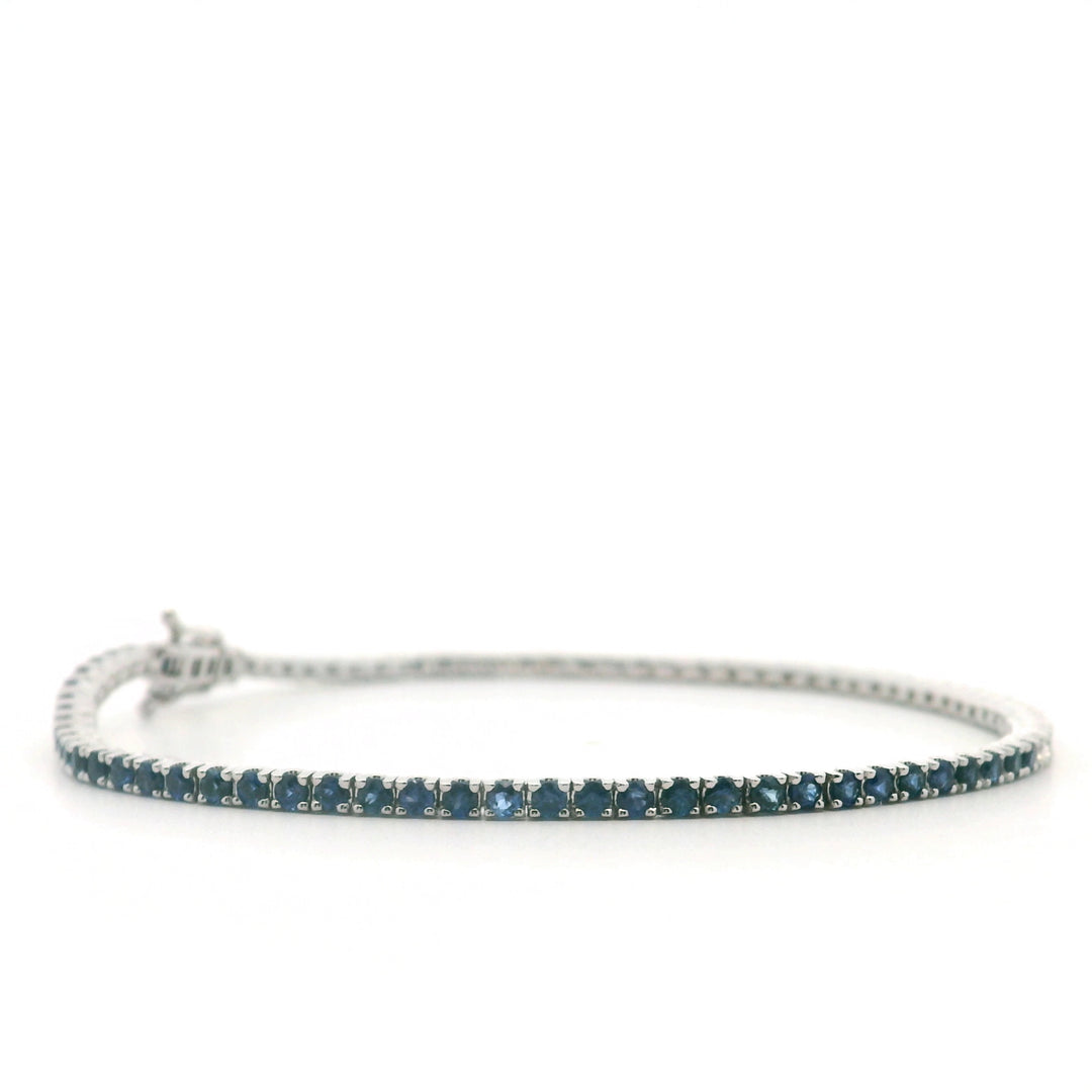 14K White Gold 2.25CTW Blue Sapphire & Diamond Half-and-Half Tennis Bracelet
