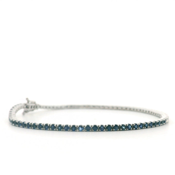 14K White Gold 2.25CTW Blue Sapphire & Diamond Half-and-Half Tennis Bracelet