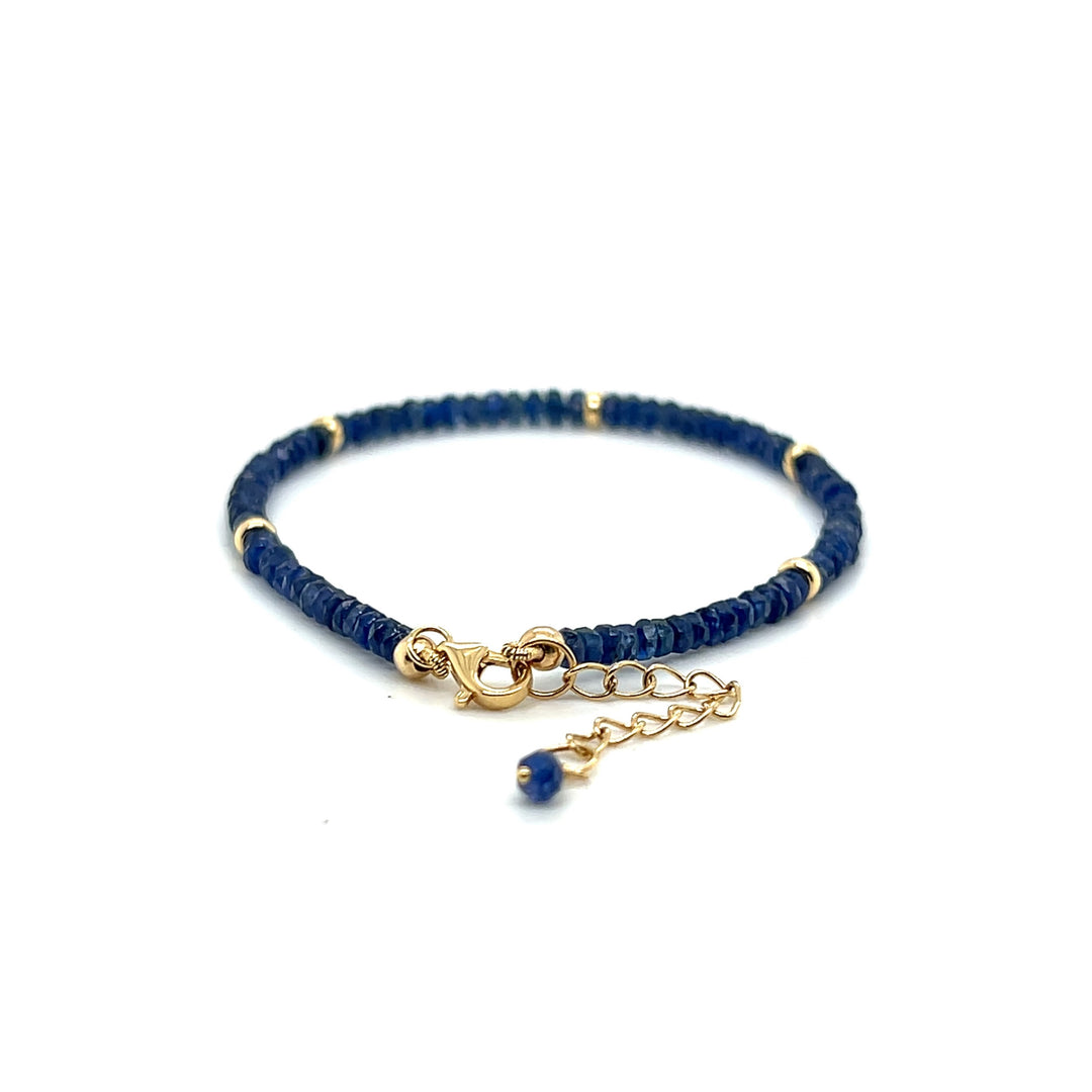 18K Yellow Gold 16CTW Blue Sapphire Bead Bracelet
