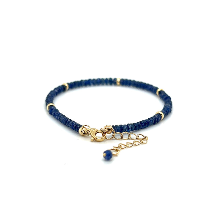 18K Yellow Gold 16CTW Blue Sapphire Bead Bracelet