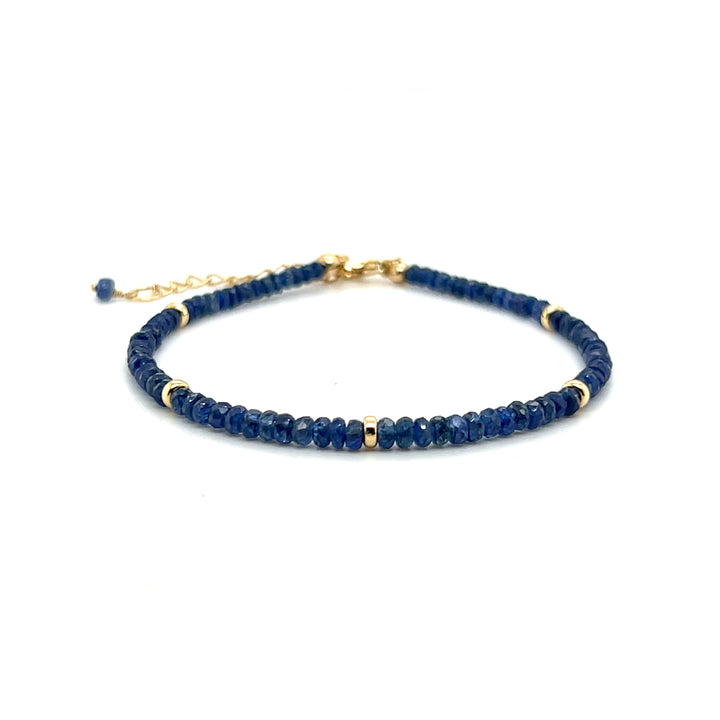 18K Yellow Gold 16CTW Blue Sapphire Bead Bracelet