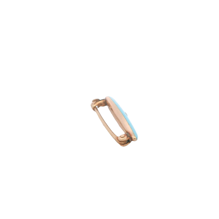 Estate 14K Yellow Gold Blue Enamel & Seed Pearl Krementz Lingerie Pin