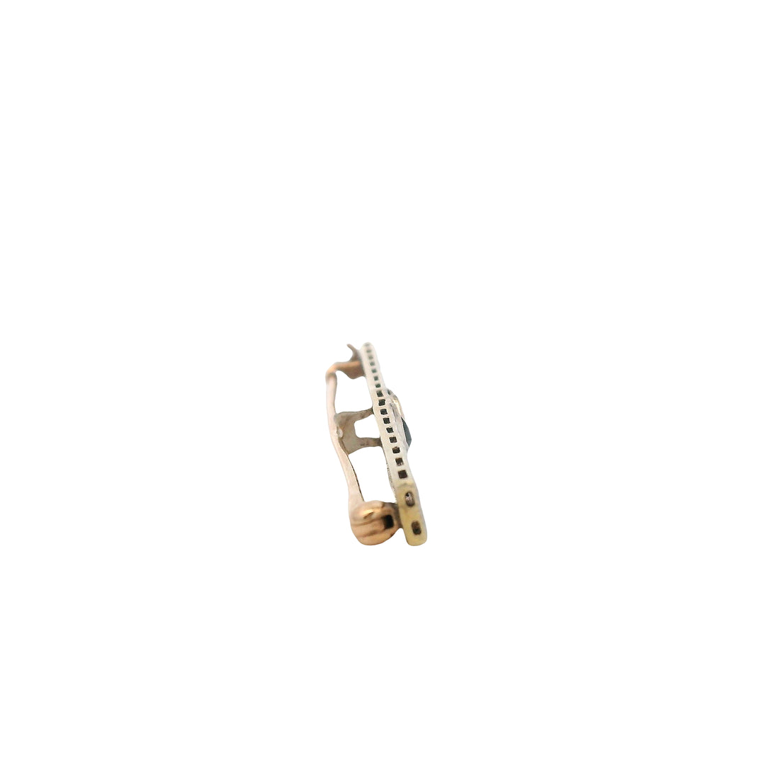 Estate 14K Two-Tone Gold Diamond & Black Glass Art Deco Bar Pin