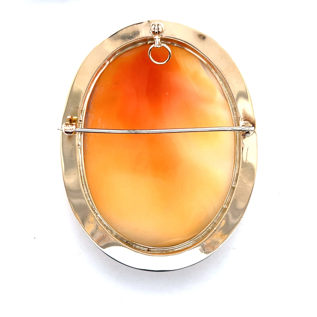 Estate 10KT Yellow Gold Large Oval Cameo Brooch/Pendant, Edwardian
