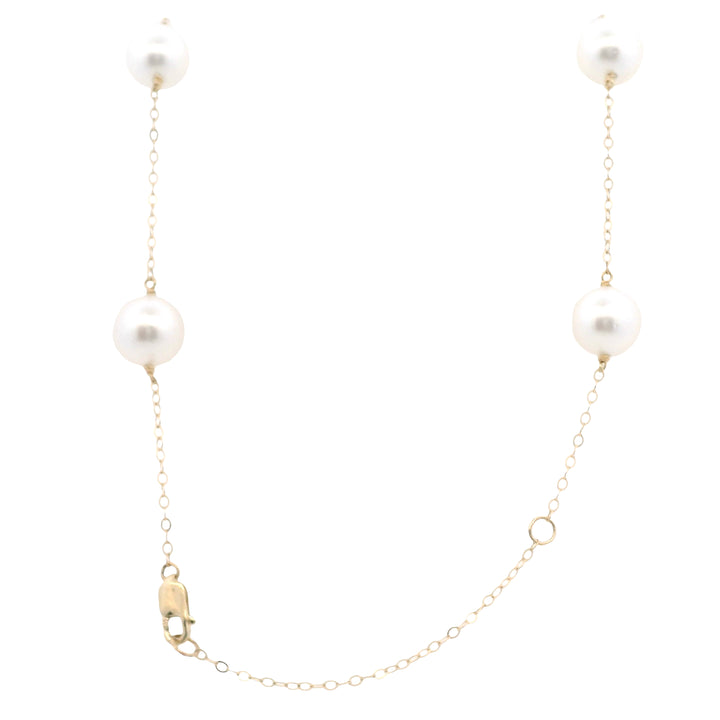 14K Yellow Gold 9MM South Sea Pearl Station Necklace