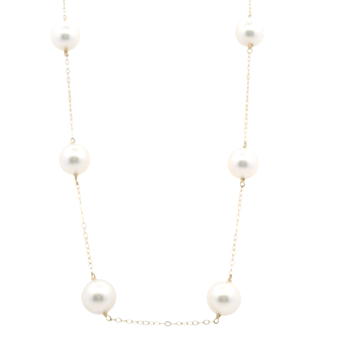 14K Yellow Gold 9MM South Sea Pearl Station Necklace