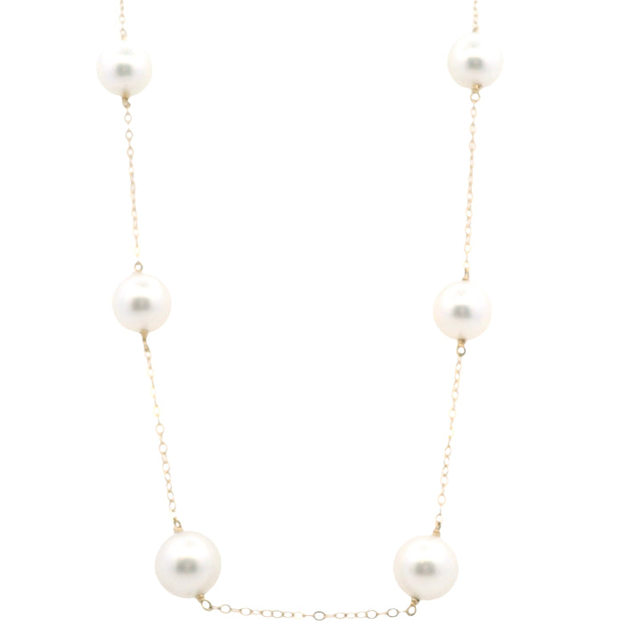 14K Yellow Gold 9MM South Sea Pearl Station Necklace