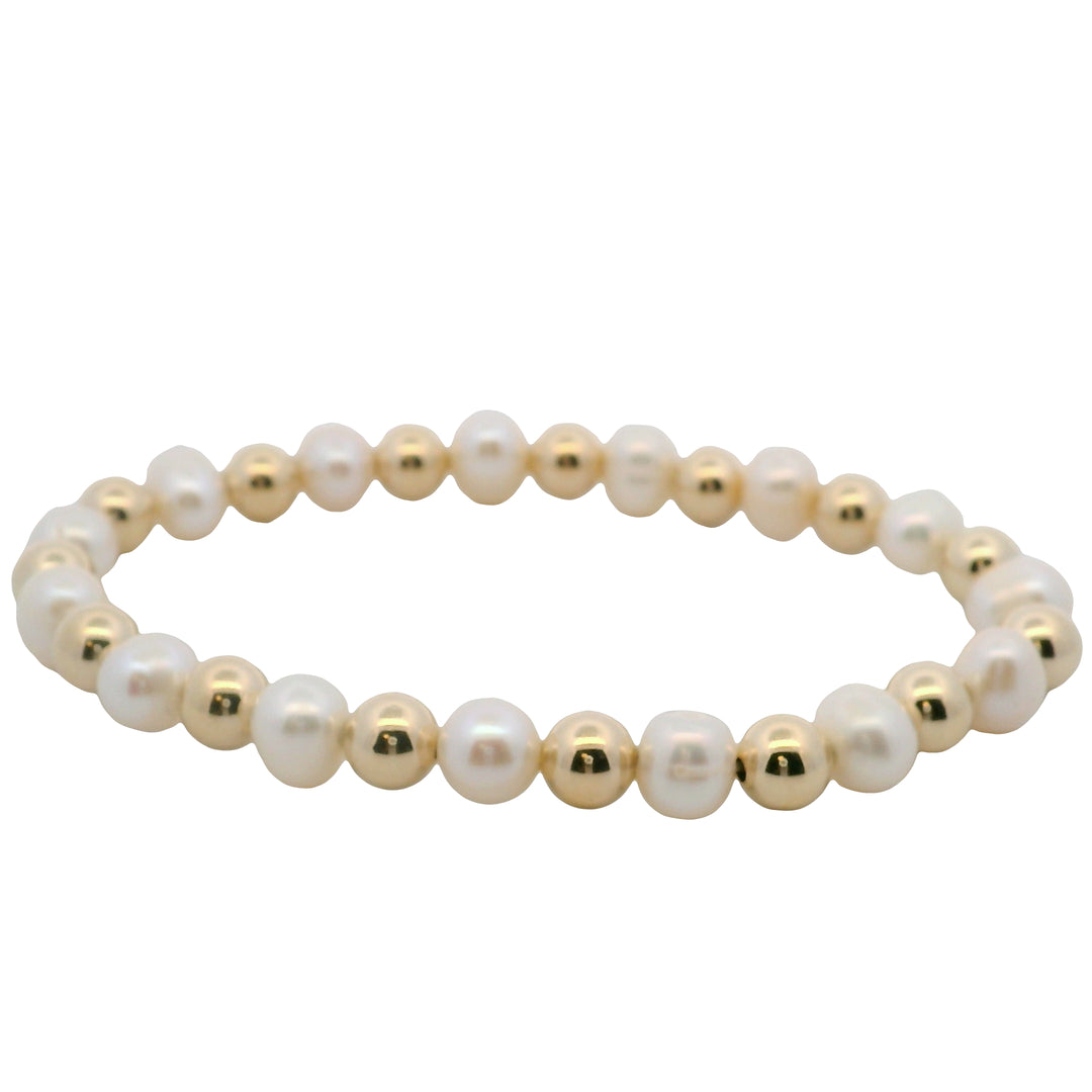 Dee Berkley Gold-Filled and Pearl Alternating Beaded Bracelet