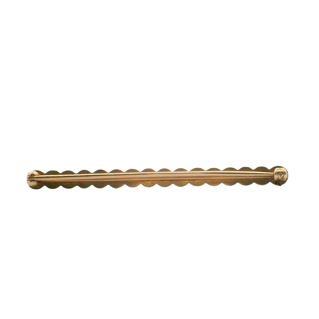Estate Whiteside & Blank 14K Yellow Gold Twisted Pearl Bar Pin Brooch