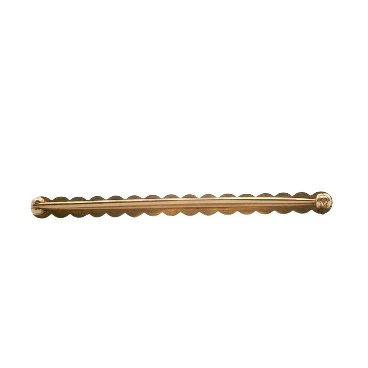 Estate Whiteside & Blank 14K Yellow Gold Twisted Pearl Bar Pin Brooch