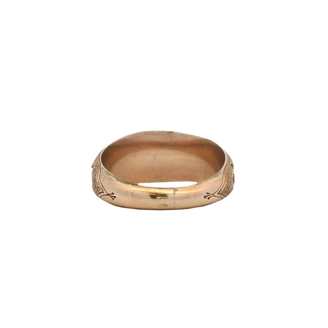 Estate 14K Yellow Gold Memorial Hairwork Ring - Victorian "Father" Remembrance As-Is
