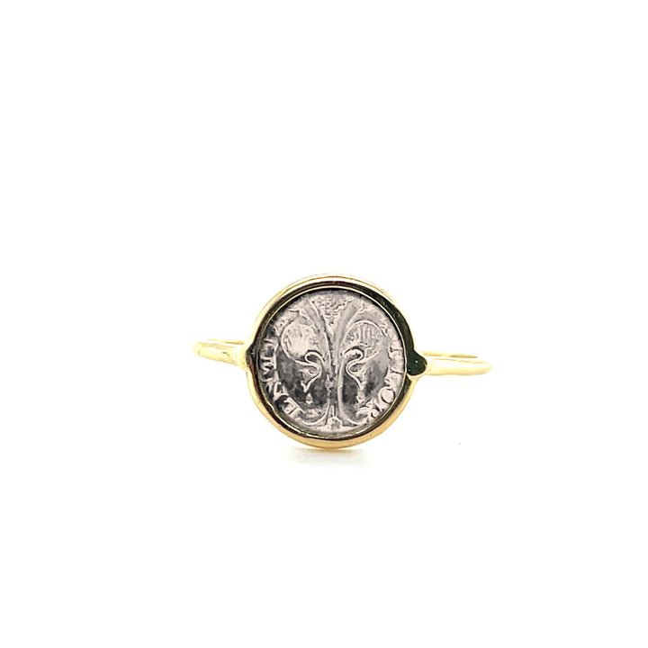 18K Yellow Gold Replica Florin Coin Ring, Contemporary