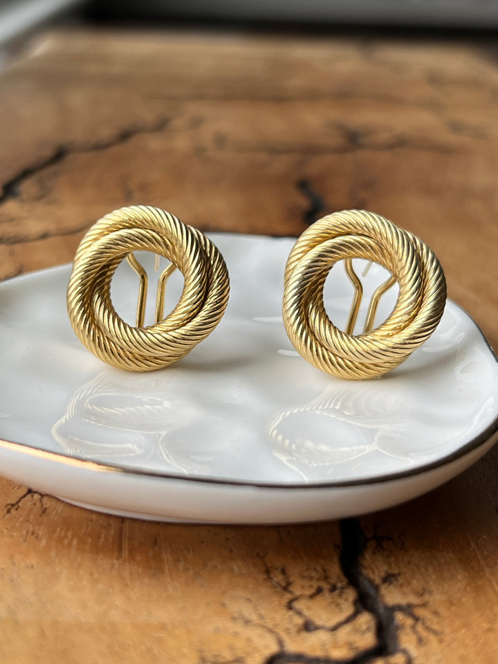Estate 18K Yellow Gold Tiffany & Co. Open Circle Stud Earrings