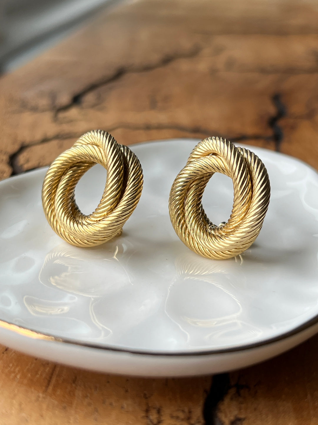 Estate 18K Yellow Gold Tiffany & Co. Open Circle Stud Earrings