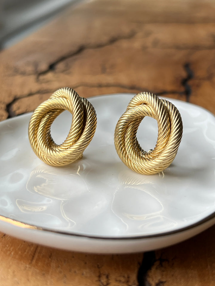 Estate 18K Yellow Gold Tiffany & Co. Open Circle Stud Earrings