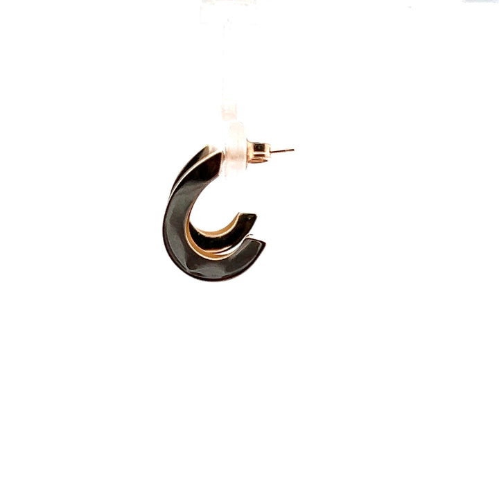 Estate 14KT Yellow Gold Hollow J-Hoop Stud Earrings, ca. 2000’s
