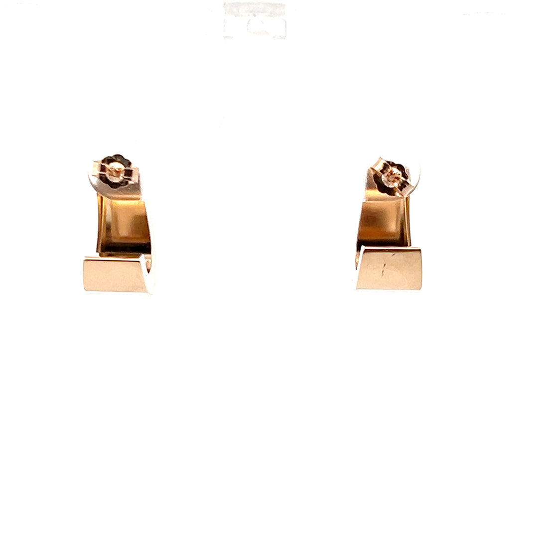 Estate 14KT Yellow Gold Hollow J-Hoop Stud Earrings, ca. 2000’s