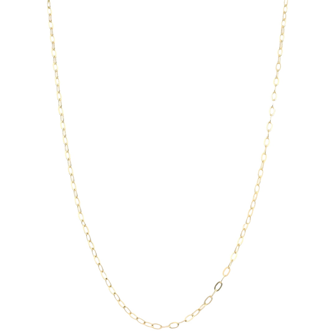 14K Yellow Gold Flat Cable Chain Necklace - 1mm