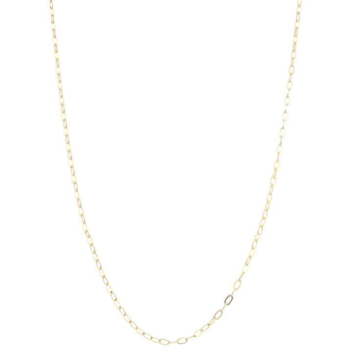14K Yellow Gold Flat Cable Chain Necklace - 1mm