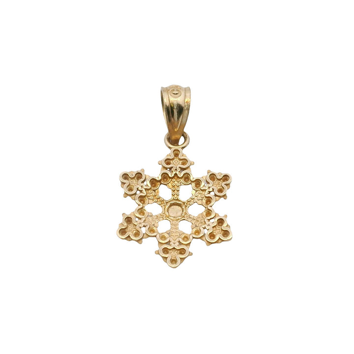 Estate 10K Yellow Gold Marcasite Snowflake Pendant