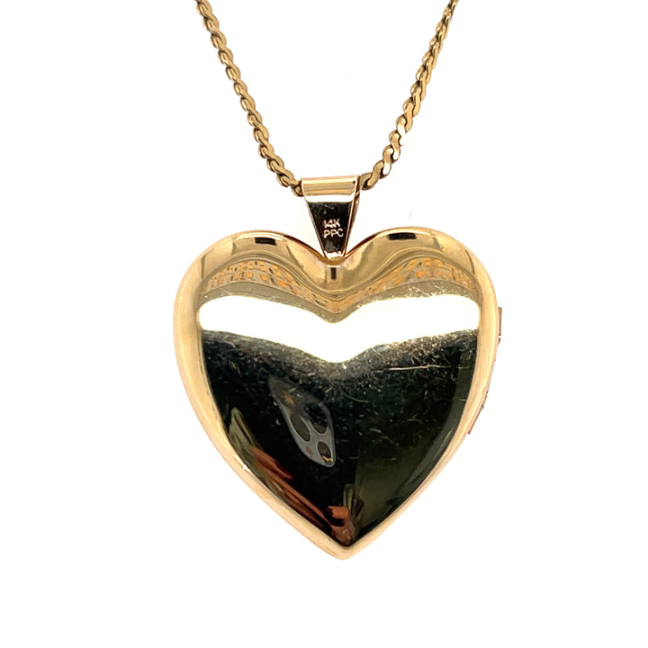 Estate 14K Yellow Gold Vintage Heart Locket Pendant