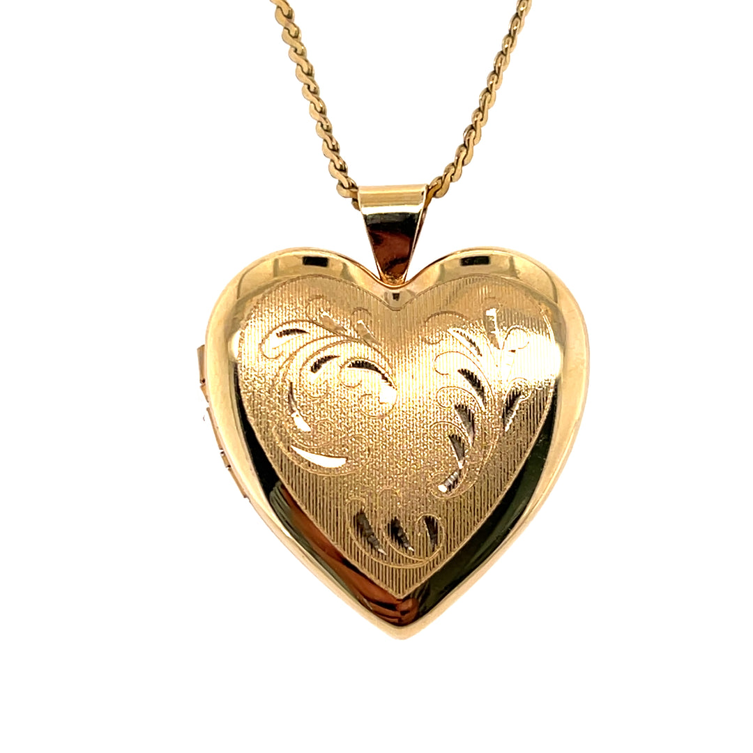 Estate 14K Yellow Gold Vintage Heart Locket Pendant