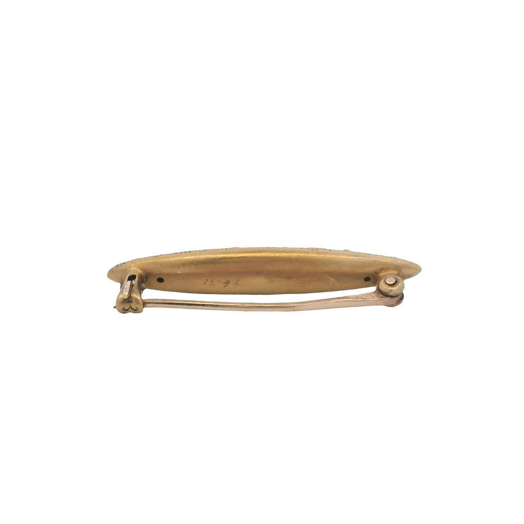 Estate 14K Yellow Gold Krementz Enamel Forget-Me-Not Vintage Lingerie Pin