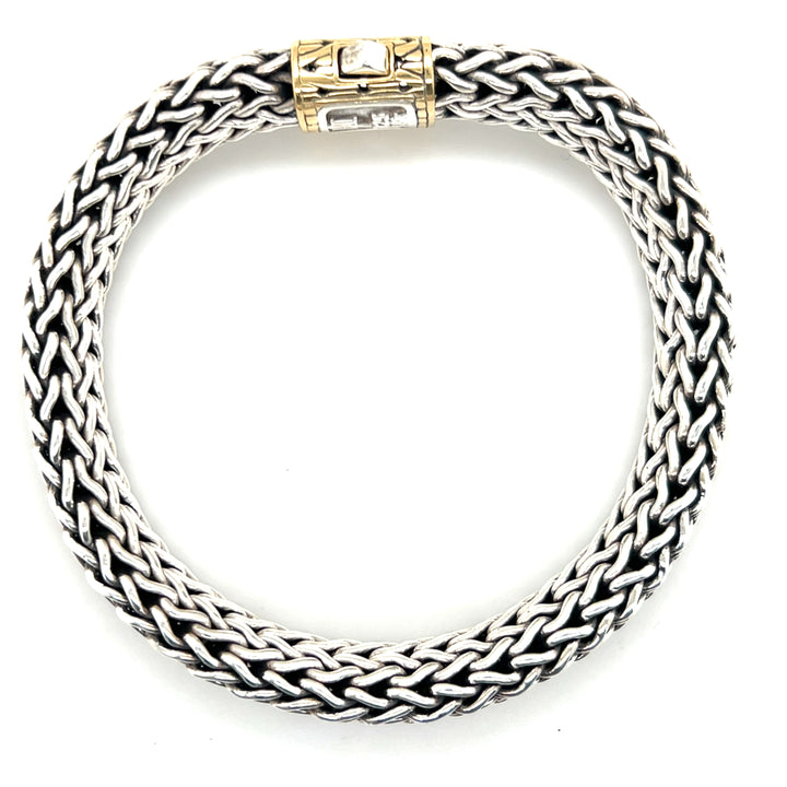 Estate Sterling Silver and 18KT Yellow Gold John Hardy Icon Collection Mesh Bracelet, ca. 2000's