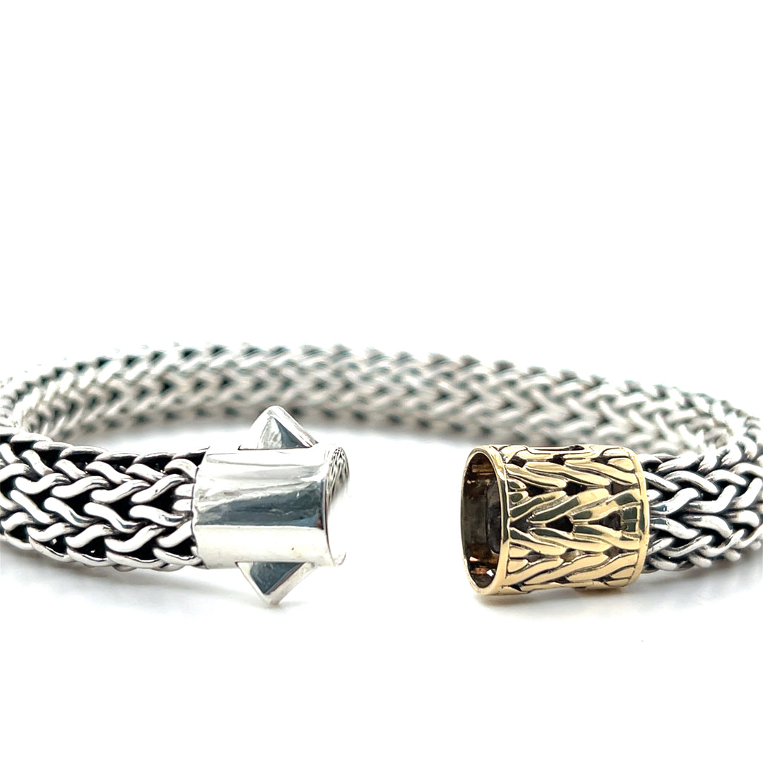 Estate Sterling Silver and 18KT Yellow Gold John Hardy Icon Collection Mesh Bracelet, ca. 2000's