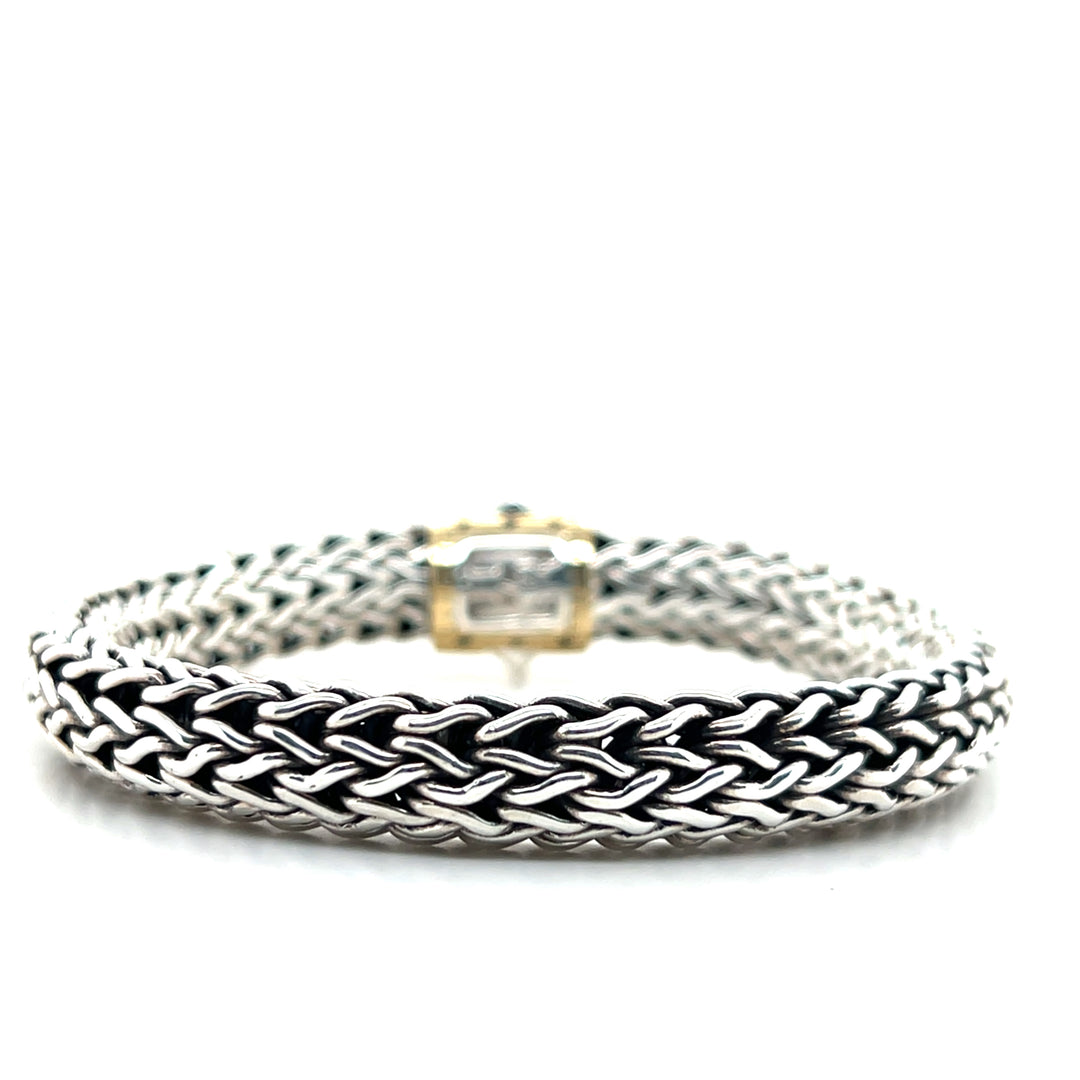 Estate Sterling Silver and 18KT Yellow Gold John Hardy Icon Collection Mesh Bracelet, ca. 2000's