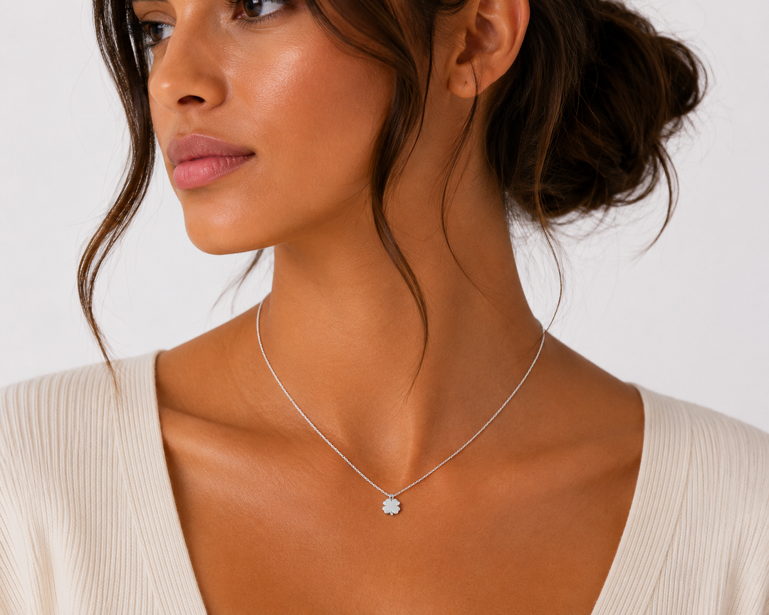 Sterling Silver 6MM Clover Pendant Necklace