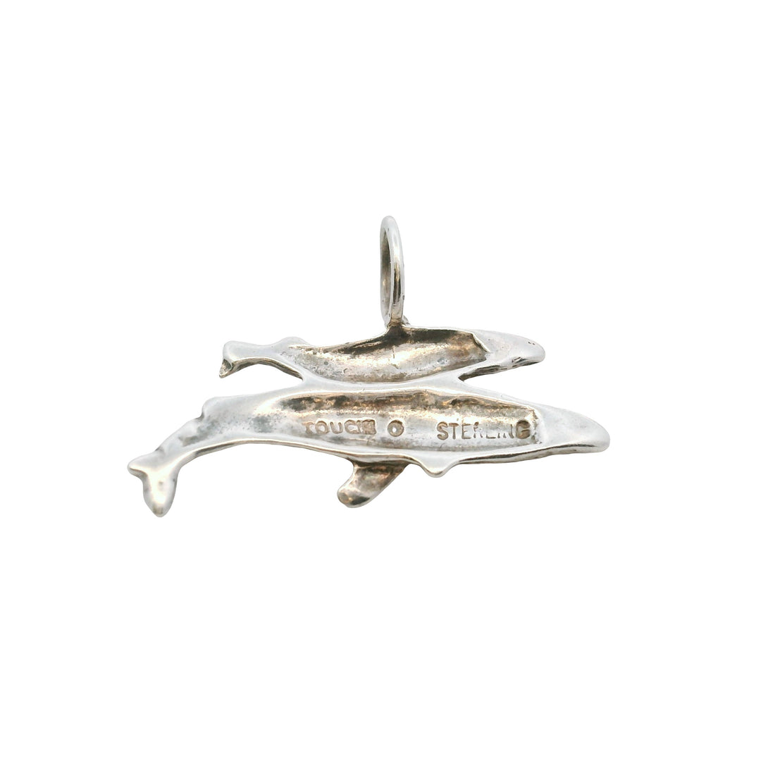 Estate Sterling Silver Whale & Calf Pendant