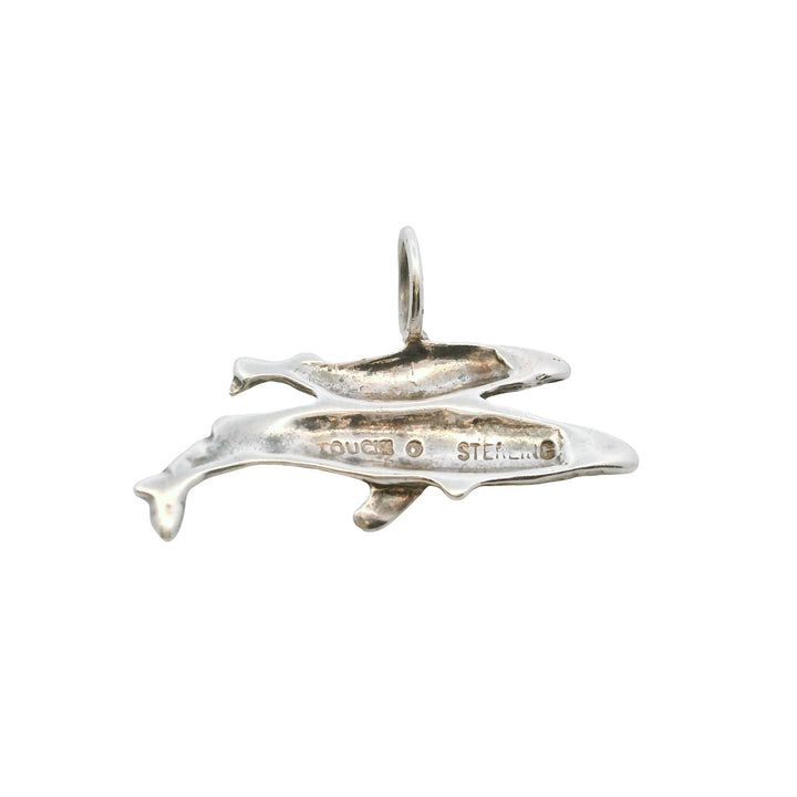 Estate Sterling Silver Whale & Calf Pendant