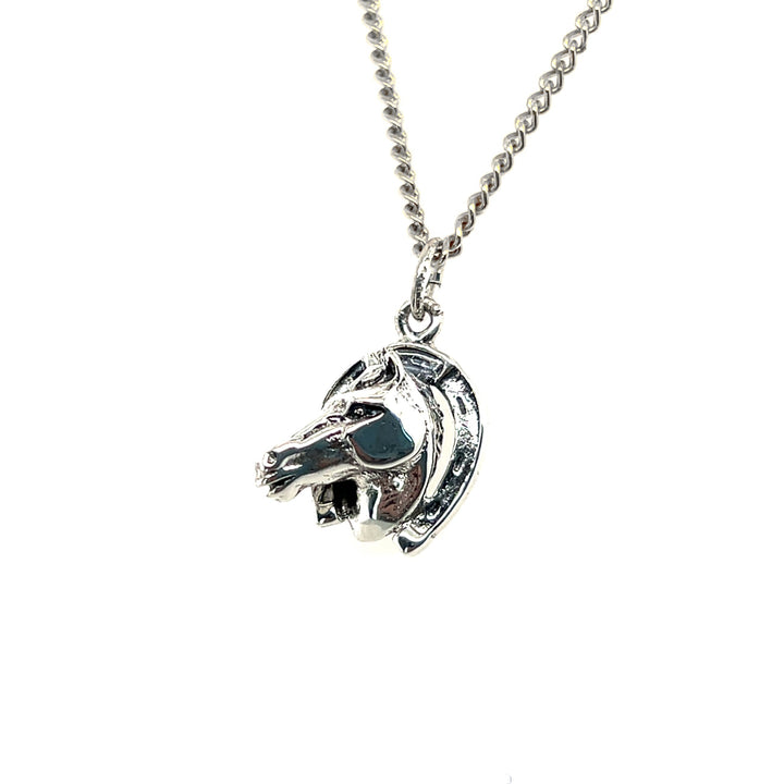 Estate Sterling Silver Horse Head in Horseshoe Vintage Pendant