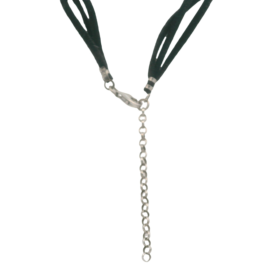 Estate Sterling Silver and Leather Three-Strand Suede Necklace