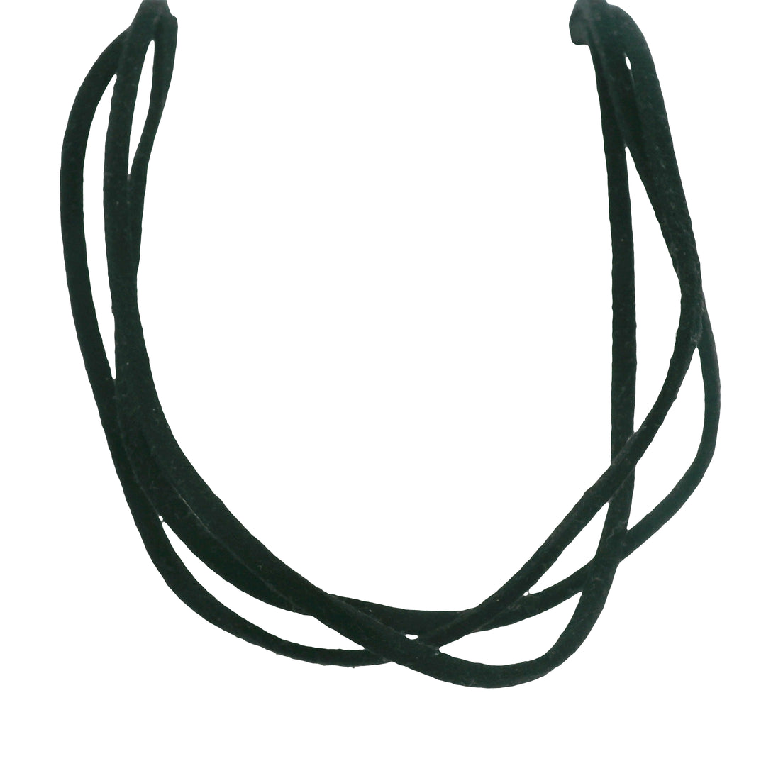 Estate Sterling Silver and Leather Three-Strand Suede Necklace