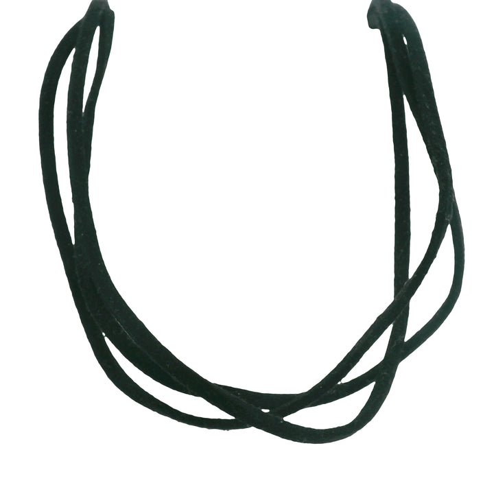 Estate Sterling Silver and Leather Three-Strand Suede Necklace