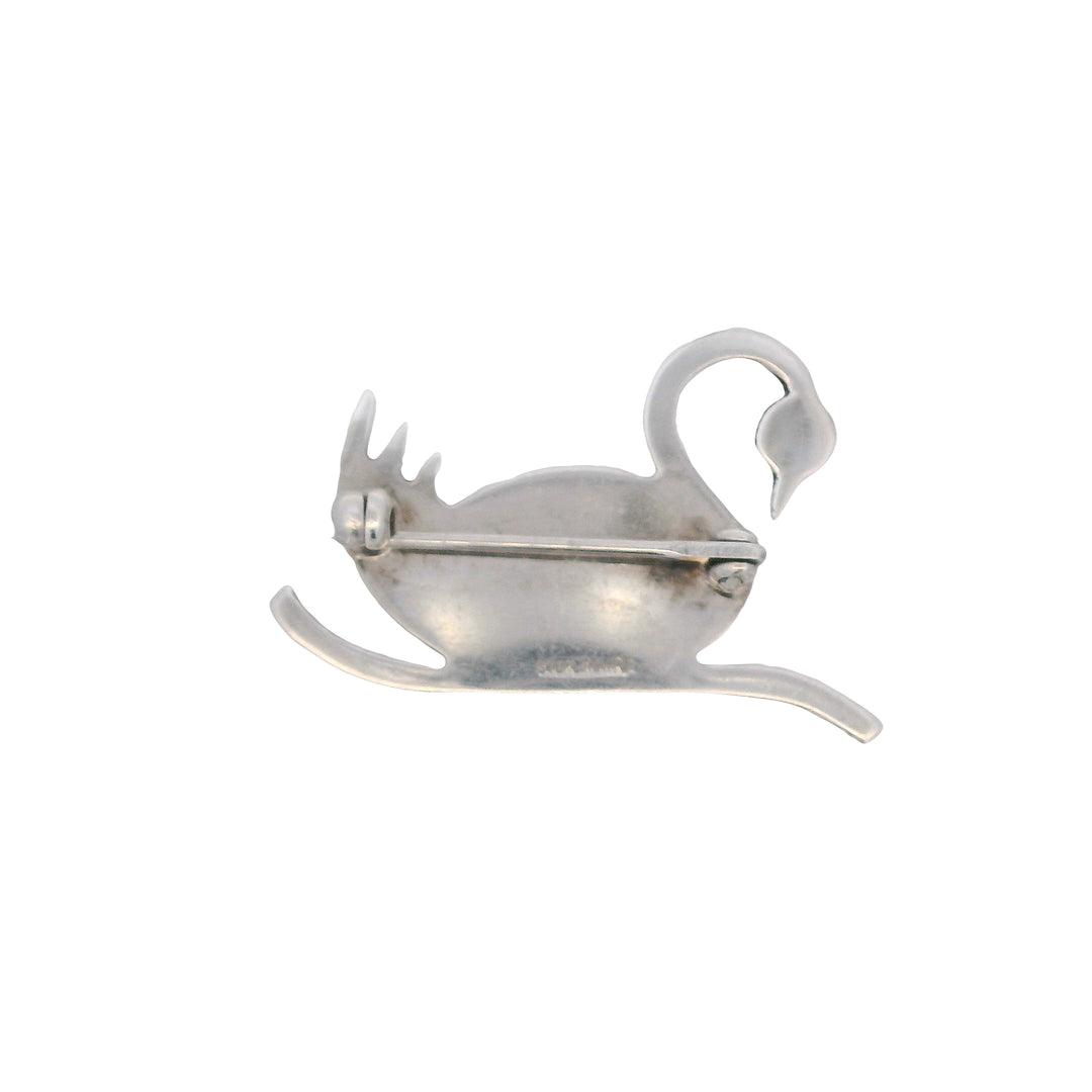 Estate Sterling Silver Swan Brooch