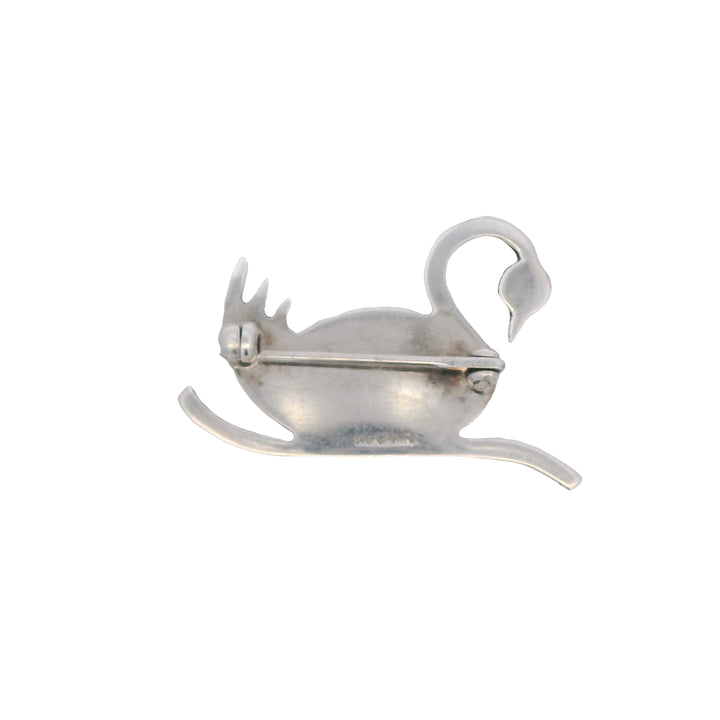Estate Sterling Silver Swan Brooch