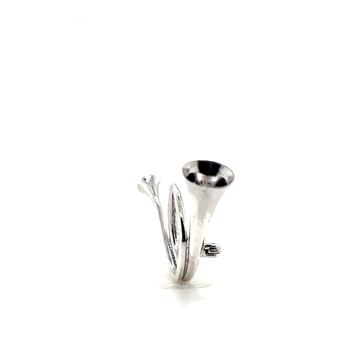 Estate Sterling Silver Hunting Horn Pin Brooch, Mid Century 1950s