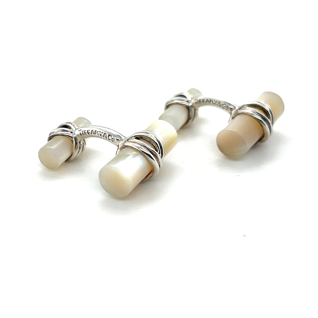 Estate Tiffany & Co. Sterling Silver Mother-of-Pearl Cufflinks