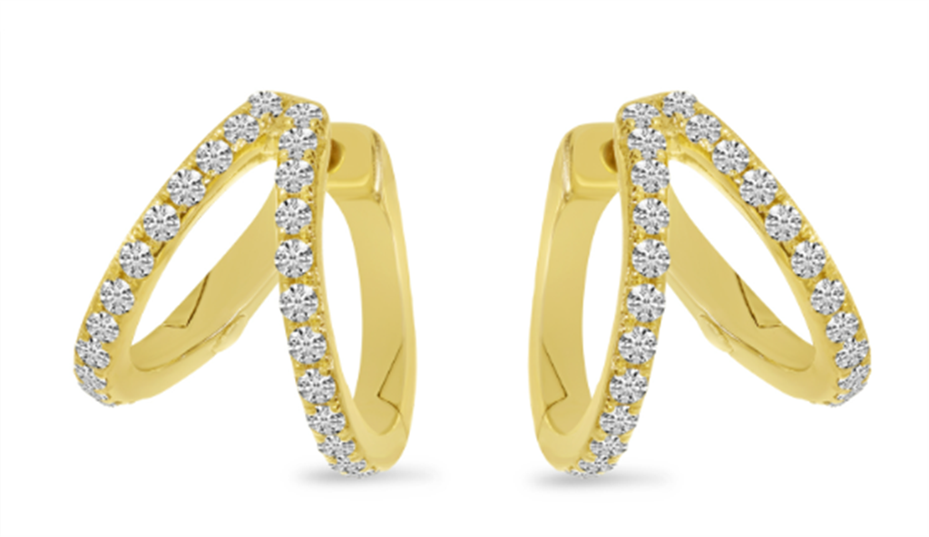 14K Yellow Gold 0.26ctw Diamond Double Huggie Hoop Earrings