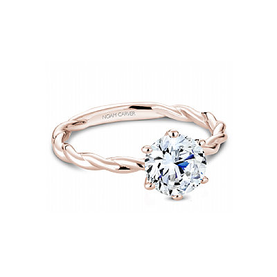 14K Rose Gold Twist Solitaire Engagement Ring Mounting