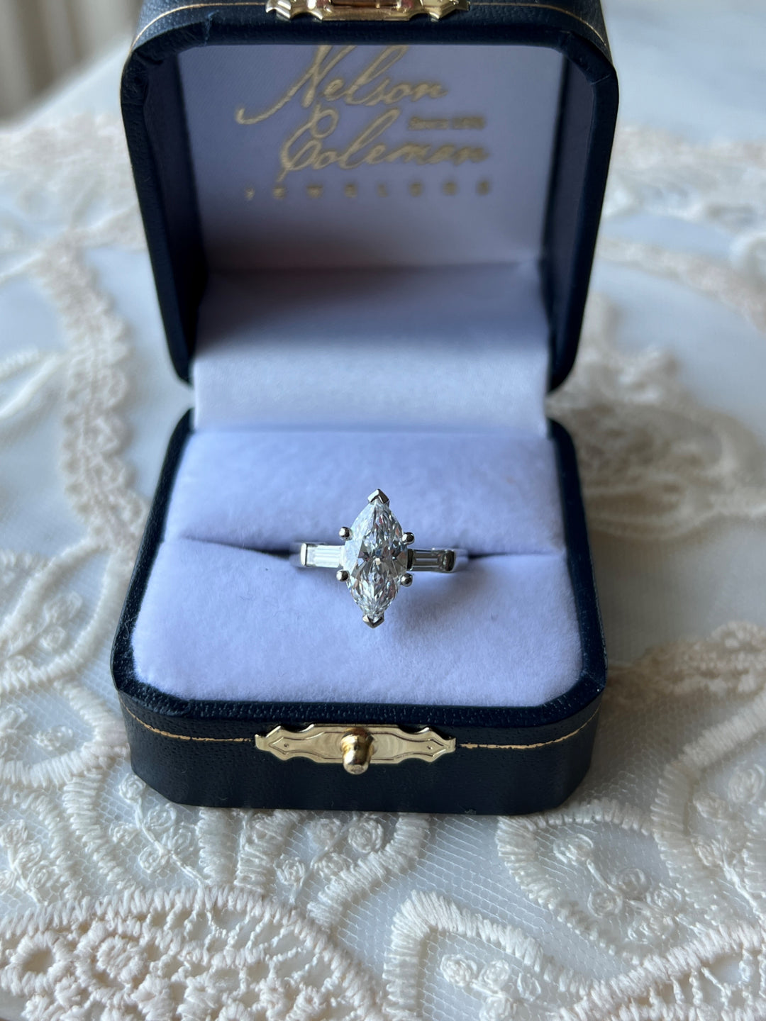 Estate Platinum 2.25 CTW Diamond Three-Stone Ring, Size 5.75