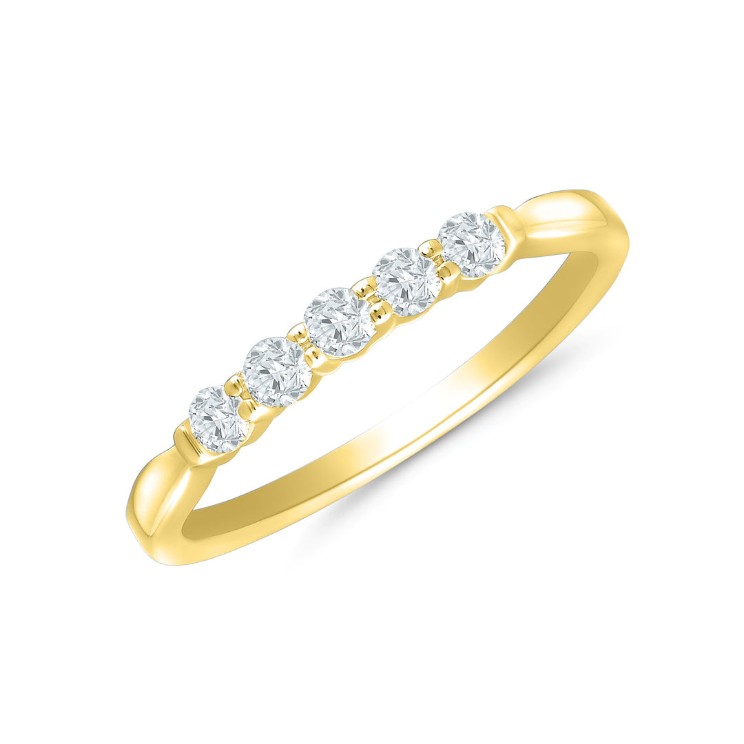 14K Yellow Gold 0.25ctw Round Diamond Five Stone Wedding Band